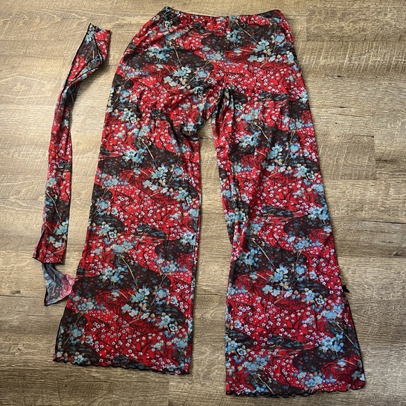 Samantha Chang Floral Mesh Lounge Pants Size Large - Picture 3 of 5